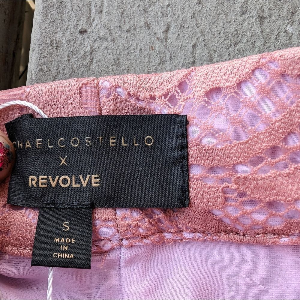 Michael Costello x Revolve Pink Lace High Waist‎ Cut Out Ruffle Pencil Skirt S - Picture 7 of 7
